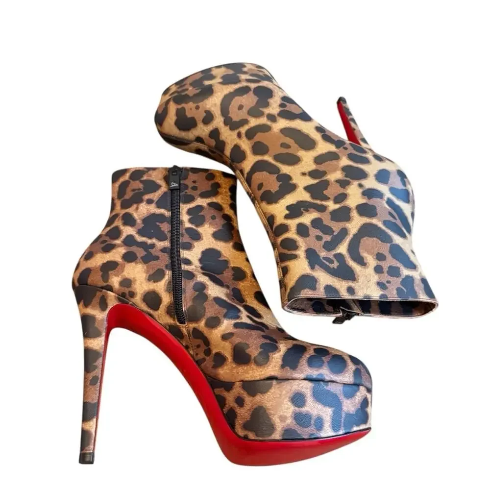 Christian Louboutin Bianca Booty 120 Leopard Platform 36.5 US 6.5 NEW No Box